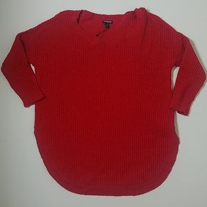 Express split side crewneck red sweater si…